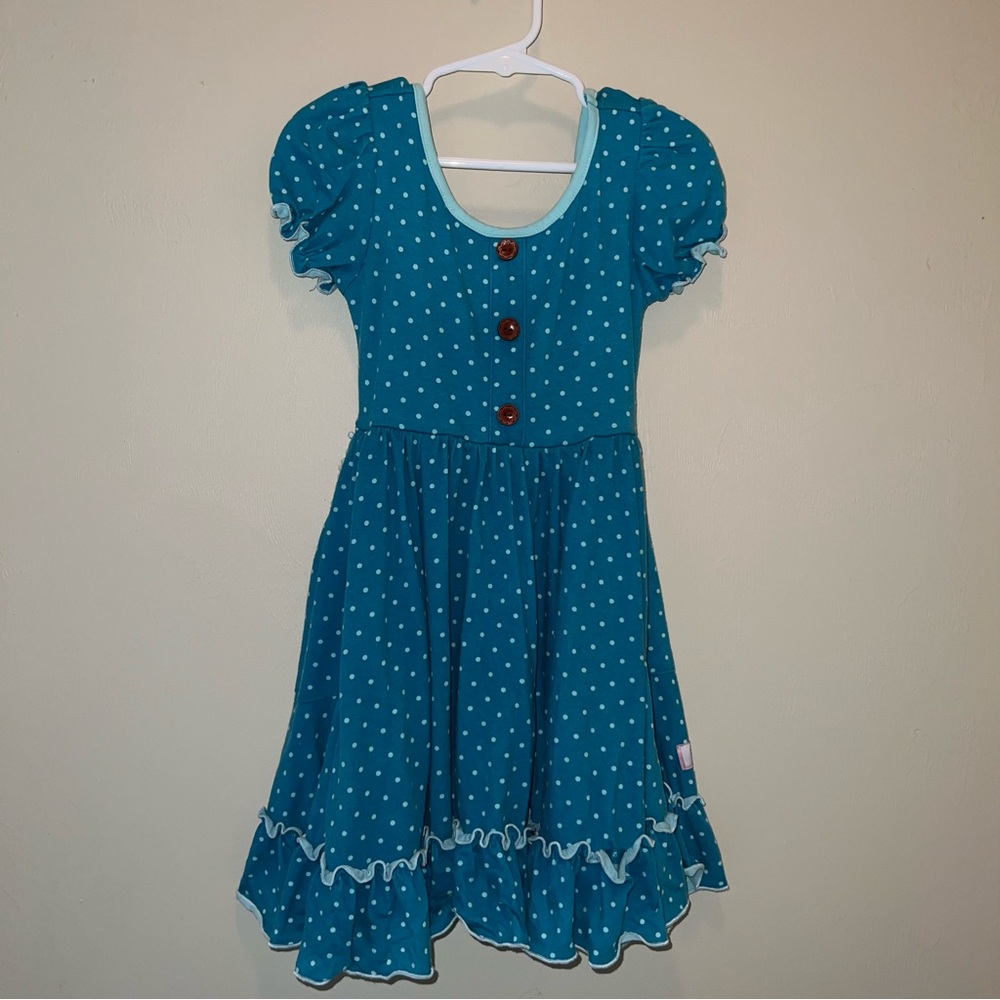 Sweethoney Teal Polka Dot Twirly Dress